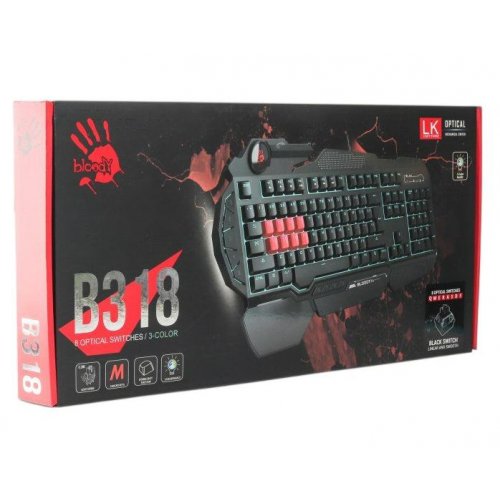 Клавиатура A4Tech Bloody B318 8-Light Strike Black купить в Украине: Киев, Днепр, Харьков, Одесса  | Низкая цена, отзывы, характеристики от TELEMART фото