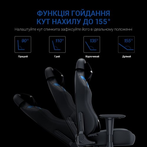 Ігрове крісло Anda Seat Luna L (AD18-44-BS-PV) Black/Blue купити в Україні: Київ, Львів, Хмельницький, Тернопіль, Івано-Франківськ | Низька ціна, відгуки, характеристики від TELEMART фото