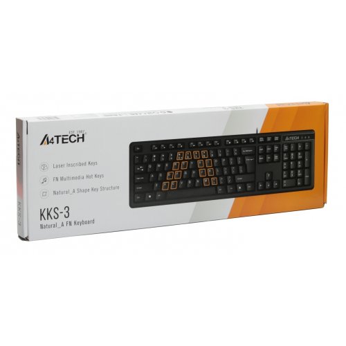 Купити Клавіатура A4Tech KKS-3 USB Black - ціна в Києві, Львові, Вінниці, Хмельницькому, Франківську, Україні | інтернет-магазин TELEMART.UA фото