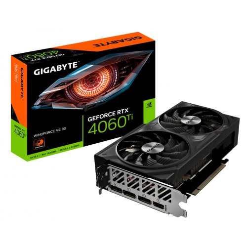 Купить Видеокарта Gigabyte GeForce RTX 4060 Ti WINDFORCE V2 8192MB (GV-N406TWF2V2-8GD) с проверкой совместимости: обзор, характеристики, цена в Киеве, Днепре, Одессе, Харькове, Украине | интернет-магазин TELEMART.UA фото