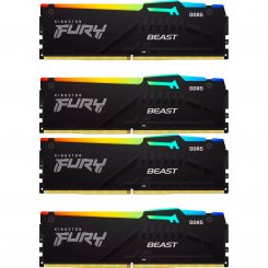 ОЗП Kingston DDR5 128GB (4x32GB) 5600Mhz FURY Beast RGB Black (KF556C40BBAK4-128)