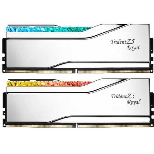 Фото ОЗП G.Skill DDR5 32GB (2x16GB) 7600Mhz Trident Z5 Royal Silver (F5-7600J3646G16GX2-TR5S)