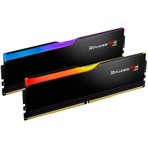 ОЗП G.Skill DDR5 64GB (2x32GB) 6000Mhz Ripjaws M5 RGB Black (F5-6000J3238G32GX2-RM5RK) купити з перевіркою сумісності: огляд, характеристики, ціна у Києві, Львові, Вінниці, Хмельницькому, Івано-Франківську, Україні | інтернет-магазин TELEMART.UA фото