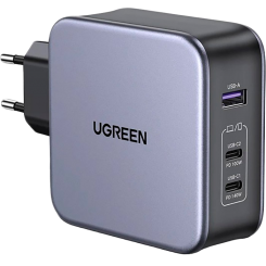 Мережевий зарядний пристрій Ugreen CD289 GaN USB + 2 x USB Type-C 140W (90549) Grey