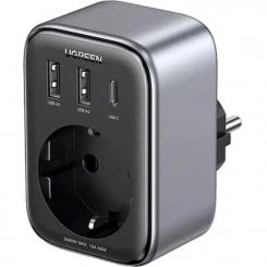 Сетевое зарядное устройство Ugreen CD314 GaN Outlet Extender 2 x USB + USB Type-C 30W (90613) Grey