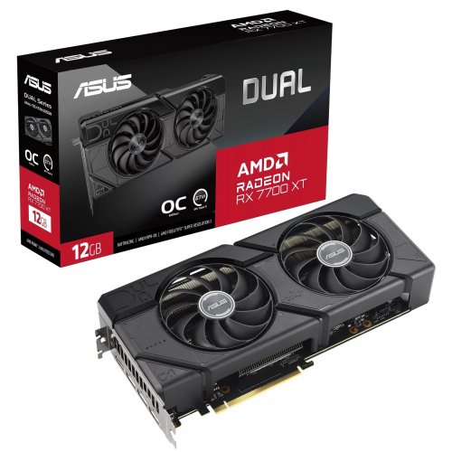 Купить Видеокарта Asus Radeon RX 7700 XT Dual OC 12288MB (DUAL-RX7700XT-O12G) (Восстановлено продавцом, 649180) с проверкой совместимости: обзор, характеристики, цена в Киеве, Днепре, Одессе, Харькове, Украине | интернет-магазин TELEMART.UA фото