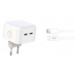 Сетевое зарядное устройство XO L102 2 x USB Type-C 35W with cable Lightning-Type-C White