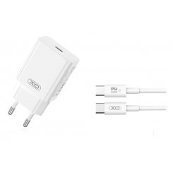 Сетевое зарядное устройство XO L126 USB Type-C 20W with cable Type-C-Type-C White