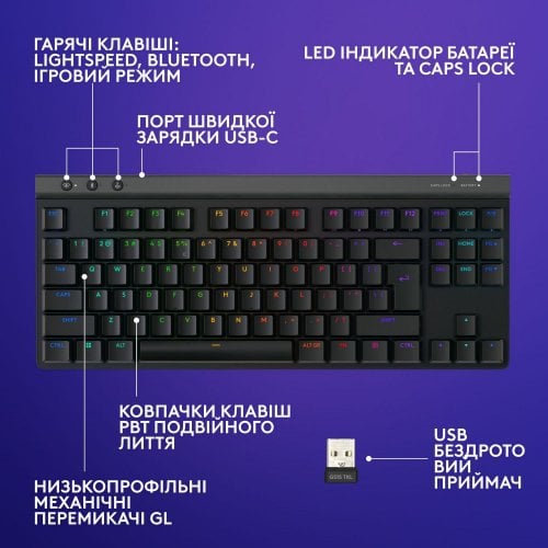 Фото Клавиатура Logitech G515 TKL Mechanical Tactile Wireless (920-012538) Black