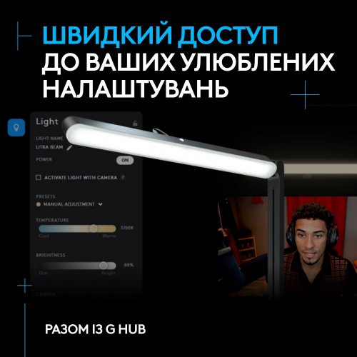 Купити Студійне світло для стрімінгу Logitech Litra Beam TrueSoft (946-000020) Graphite - ціна в Києві, Львові, Вінниці, Хмельницькому, Франківську, Україні | інтернет-магазин TELEMART.UA фото