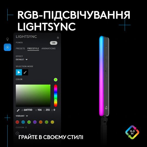 Купити Лампа блогера Logitech Litra Beam LX (946-000015) Graphite - ціна в Києві, Львові, Вінниці, Хмельницькому, Франківську, Україні | інтернет-магазин TELEMART.UA фото