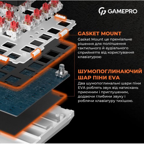 Купити Клавіатура GamePro MK160 Outemu Red Hot-Swap RGB White - ціна в Києві, Львові, Вінниці, Хмельницькому, Франківську, Україні | інтернет-магазин TELEMART.UA фото