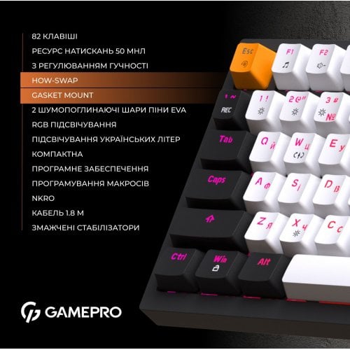 Photo Keyboard GamePro MK160 Outemu Red Hot-Swap RGB Black