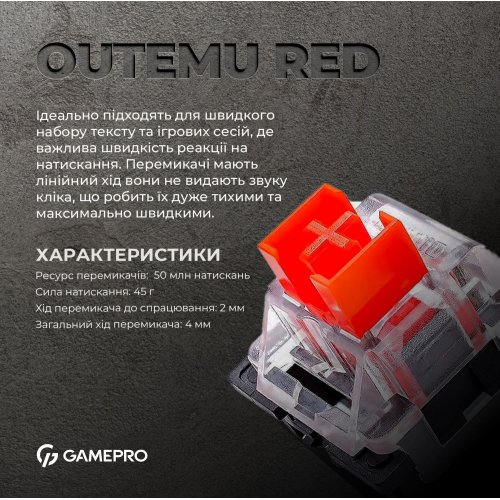 Photo Keyboard GamePro MK170 Outemu Red Hot-Swap RGB Black