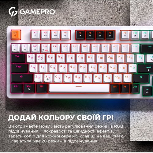 Купить Клавиатура GamePro MK170 Outemu Red Hot-Swap RGB White - цена в Харькове, Киеве, Днепре, Одессе
в интернет-магазине Telemart фото