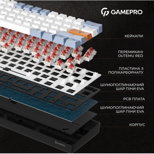 Photo Keyboard GamePro MK130R Outemu Red Hot-Swap RGB Black