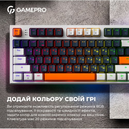 Купить Клавиатура GamePro MK180 Outemu Red Hot-Swap RGB White - цена в Харькове, Киеве, Днепре, Одессе
в интернет-магазине Telemart фото