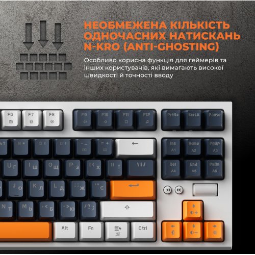 Купити Клавіатура GamePro MK180 Outemu Red Hot-Swap RGB White - ціна в Києві, Львові, Вінниці, Хмельницькому, Франківську, Україні | інтернет-магазин TELEMART.UA фото