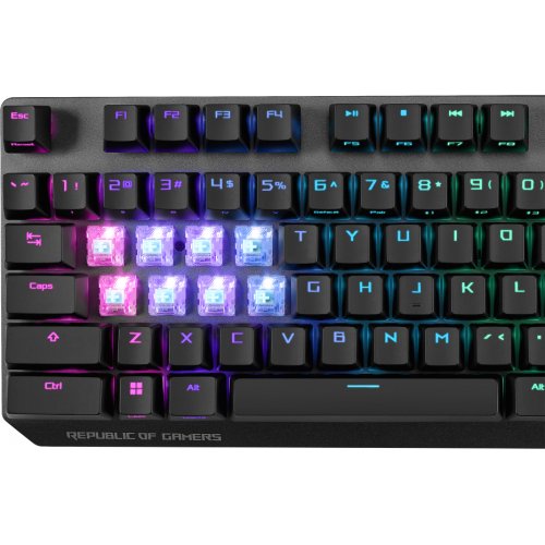 Купити Клавіатура Asus ROG Strix Scope NX Red Switch Wireless Deluxe (90MP02I6-BKUA01) Black - ціна в Києві, Львові, Вінниці, Хмельницькому, Франківську, Україні | інтернет-магазин TELEMART.UA фото