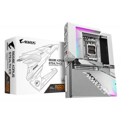 Купить Материнская плата Gigabyte B650E AORUS STEALTH ICE (sAM5, AMD B650) с проверкой совместимости: обзор, характеристики, цена в Киеве, Днепре, Одессе, Харькове, Украине | интернет-магазин TELEMART.UA фото