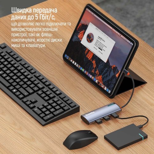 Купить USB-хаб ColorWay USB Type-C 5 in 1 (CW-HUB01) Dark Grey - цена в Харькове, Киеве, Днепре, Одессе
в интернет-магазине Telemart фото