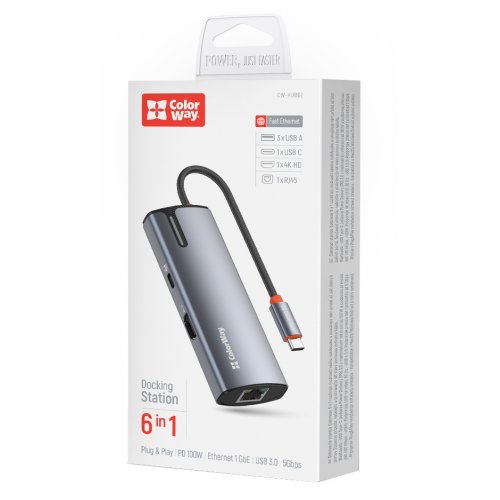 Купить USB-хаб ColorWay USB Type-C 6 in 1 (CW-HUB02) Dark Grey - цена в Харькове, Киеве, Днепре, Одессе
в интернет-магазине Telemart фото