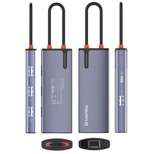 Купити USB-хаб ColorWay USB Type-C 6 in 1 (CW-HUB03) Dark Grey - ціна в Києві, Львові, Вінниці, Хмельницькому, Франківську, Україні | інтернет-магазин TELEMART.UA фото