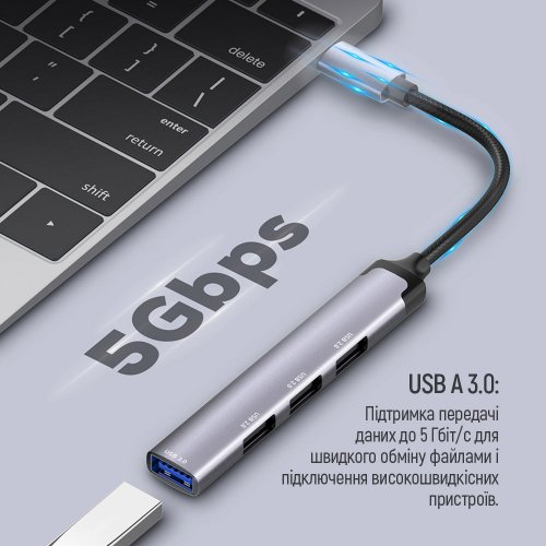 Купити USB-хаб ColorWay USB Type-C 4 in 1 (CW-HUB04) Dark Grey - ціна в Києві, Львові, Вінниці, Хмельницькому, Франківську, Україні | інтернет-магазин TELEMART.UA фото