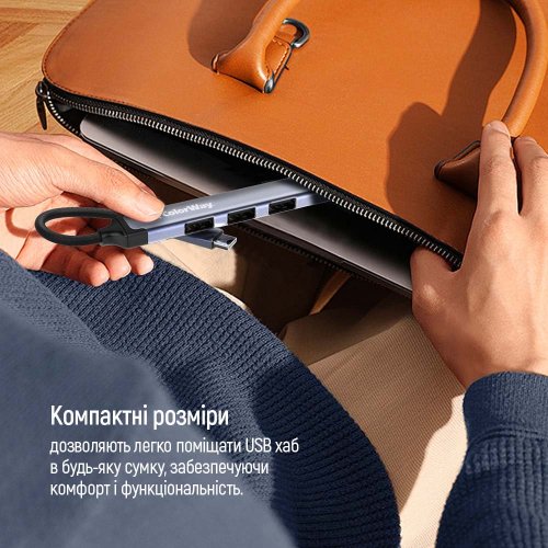 Купити USB-хаб ColorWay USB Type-C 4 in 1 (CW-HUB04) Dark Grey - ціна в Києві, Львові, Вінниці, Хмельницькому, Франківську, Україні | інтернет-магазин TELEMART.UA фото