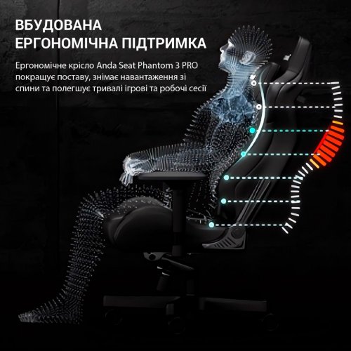 Игровое кресло Anda Seat Phantom 3 Pro L (AD18YC-06-G-F) Grey купить в Украине: Киев, Днепр, Харьков, Одесса  | Низкая цена, отзывы, характеристики от TELEMART фото