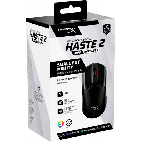 Купити Миша HyperX Pulsefire Haste 2 Mini Wireless (7D388AA) Black - ціна в Києві, Львові, Вінниці, Хмельницькому, Франківську, Україні | інтернет-магазин TELEMART.UA фото