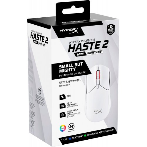 Купити Миша HyperX Pulsefire Haste 2 Mini Wireless (7D389AA) White - ціна в Києві, Львові, Вінниці, Хмельницькому, Франківську, Україні | інтернет-магазин TELEMART.UA фото