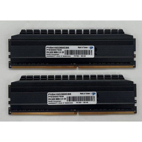 Озп Patriot DDR4 16GB (2x8GB) 3600Mhz Viper 4 Blackout (PVB416G360C8K) (Відновлено продавцем, 653985) купити з перевіркою сумісності: огляд, характеристики, ціна у Києві, Львові, Вінниці, Хмельницькому, Івано-Франківську, Україні | інтернет-магазин TELEMART.UA фото