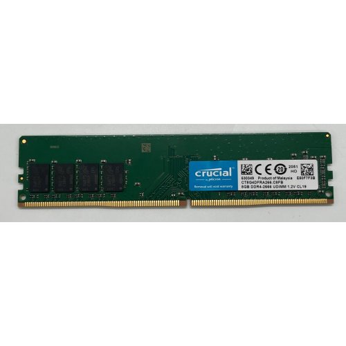 Озп Crucial DDR4 8GB 2666Mhz (CT8G4DFRA266) (Відновлено продавцем, 654010) купити з перевіркою сумісності: огляд, характеристики, ціна у Києві, Львові, Вінниці, Хмельницькому, Івано-Франківську, Україні | інтернет-магазин TELEMART.UA фото