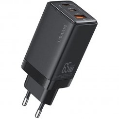 Сетевое зарядное устройство Usams US-CC180 Sandru USB + 2 x USB Type-C 65W Black