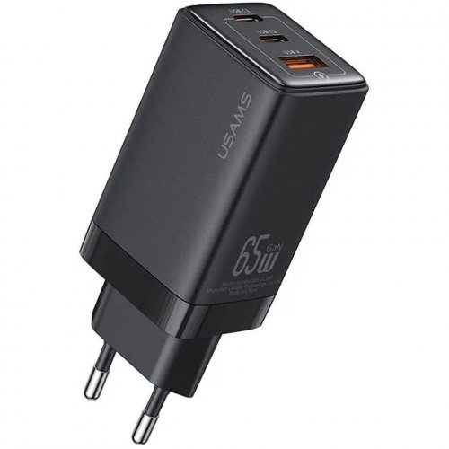 Купити Мережевий зарядний пристрій Usams US-CC180 Sandru USB + 2 x USB Type-C 65W Black - ціна в Києві, Львові, Вінниці, Хмельницькому, Франківську, Україні | інтернет-магазин TELEMART.UA фото