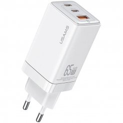 Сетевое зарядное устройство Usams US-CC180 Sandru USB + 2 x USB Type-C 65W White
