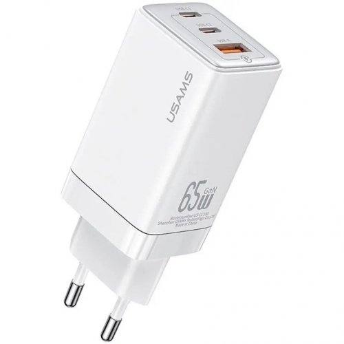 Купить Сетевое зарядное устройство Usams US-CC180 Sandru USB + 2 x USB Type-C 65W White - цена в Харькове, Киеве, Днепре, Одессе
в интернет-магазине Telemart фото