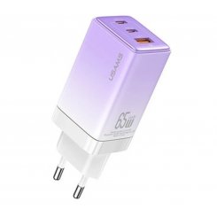 Сетевое зарядное устройство Usams US-CC180 Sandru USB + 2 x USB Type-C 65W Gradient Purple