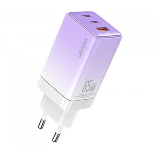 Купить Сетевое зарядное устройство Usams US-CC180 Sandru USB + 2 x USB Type-C 65W Gradient Purple - цена в Харькове, Киеве, Днепре, Одессе
в интернет-магазине Telemart фото