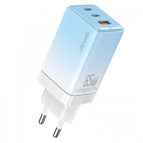 Купить Сетевое зарядное устройство Usams US-CC180 Sandru USB + 2 x USB Type-C 65W Gradient Blue - цена в Харькове, Киеве, Днепре, Одессе
в интернет-магазине Telemart фото