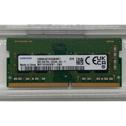 Озп Samsung SODIMM DDR4 8GB 3200Mhz (M471A1K43EB1-CWE) OEM (Відновлено продавцем, 656384) купити з перевіркою сумісності: огляд, характеристики, ціна у Києві, Львові, Вінниці, Хмельницькому, Івано-Франківську, Україні | інтернет-магазин TELEMART.UA фото