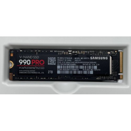 Купить Ssd-диск Samsung 990 PRO V-NAND 3-bit MLC 2TB M.2 (2280 PCI-E) NVMe 2.0 (MZ-V9P2T0BW) (Восстановлено продавцом, 656385) с проверкой совместимости: обзор, характеристики, цена в Киеве, Днепре, Одессе, Харькове, Украине | интернет-магазин TELEMART.UA фото