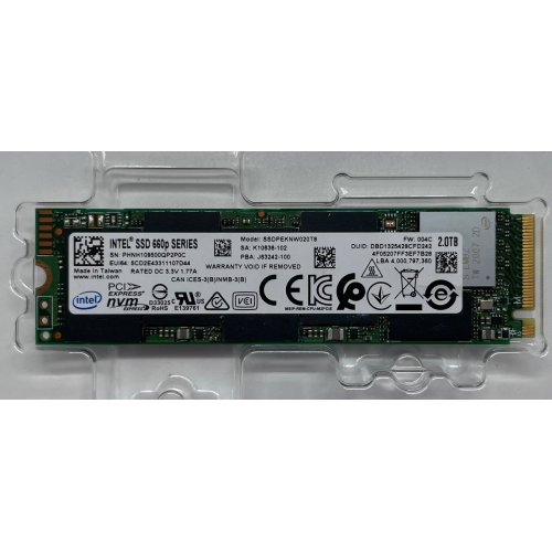 Ssd-диск Intel 660p 2TB M.2 (2280 PCI-E) NVMe x4 (SSDPEKNW020T8X1) (Відновлено продавцем, 656596) купити з перевіркою сумісності: огляд, характеристики, ціна у Києві, Львові, Вінниці, Хмельницькому, Івано-Франківську, Україні | інтернет-магазин TELEMART.UA фото