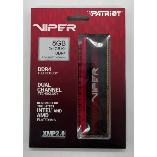 Озп Patriot DDR4 8GB (2x4GB) 3000Mhz Viper 4 Series Red (PV48G300C6K) (Відновлено продавцем, 657275) купити з перевіркою сумісності: огляд, характеристики, ціна у Києві, Львові, Вінниці, Хмельницькому, Івано-Франківську, Україні | інтернет-магазин TELEMART.UA фото