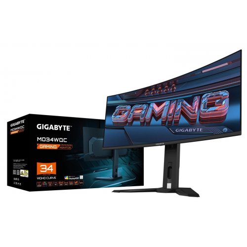 Купити Монітор Gigabyte 34" MO34WQC Black - ціна в Києві, Львові, Вінниці, Хмельницькому, Франківську, Україні | інтернет-магазин TELEMART.UA фото