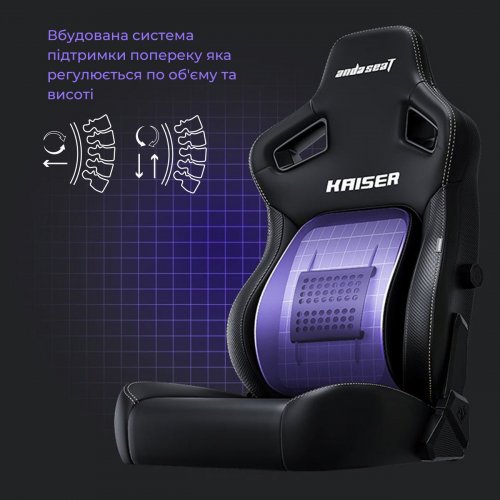 Игровое кресло Anda Seat Kaiser 4 XL (AD12YDDC-XLL-20-B-PV/C) Black купить в Украине: Киев, Днепр, Харьков, Одесса  | Низкая цена, отзывы, характеристики от TELEMART фото