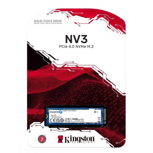 SSD-диск Kingston NV3 3D NAND 4TB M.2 (2280 PCI-E) NVMe x4 (SNV3S/4000G) купити з перевіркою сумісності: огляд, характеристики, ціна у Києві, Львові, Вінниці, Хмельницькому, Івано-Франківську, Україні | інтернет-магазин TELEMART.UA фото