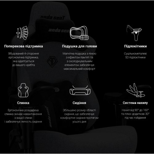 Купити Ігрове крісло Anda Seat Kaiser 3 Pro XL (AD12YDC-XL-01-B-CF-B02) Black - ціна в Києві, Львові, Вінниці, Хмельницькому, Франківську, Україні | інтернет-магазин TELEMART.UA фото