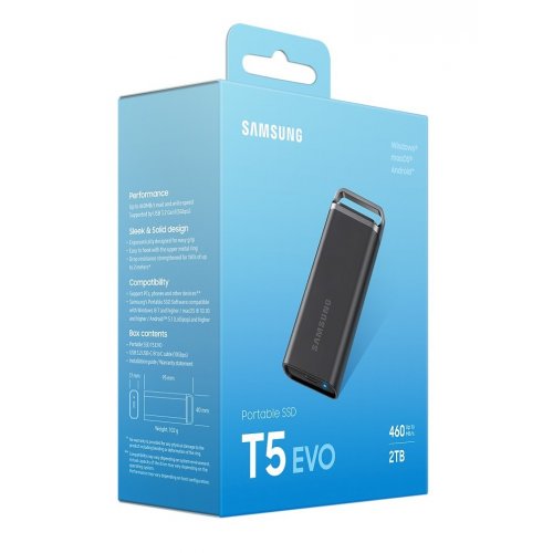 Купить Портативный SSD-диск Samsung T5 Evo 2TB USB 3.2 (MU-PH2T0S/EU) с проверкой совместимости: обзор, характеристики, цена в Киеве, Днепре, Одессе, Харькове, Украине | интернет-магазин TELEMART.UA фото